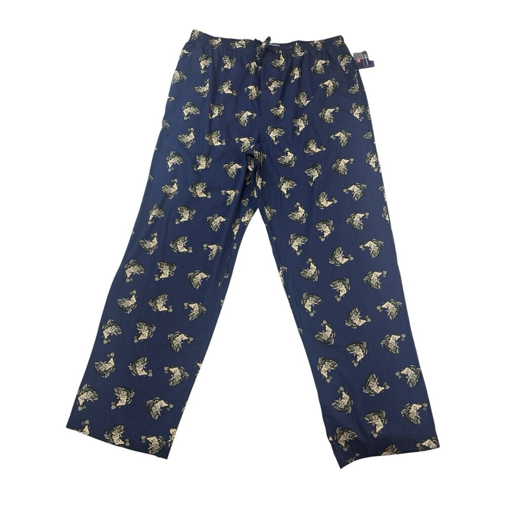 Saddlebred men's pajama pants Navy Blue Bass Fish print Size Large